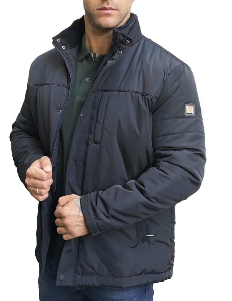 Ανδρικό μπλε μπουφάν με γιακά HM406529B φωτογραφία